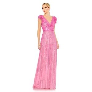 Mac Duggal Hot Pink sequin prom dress